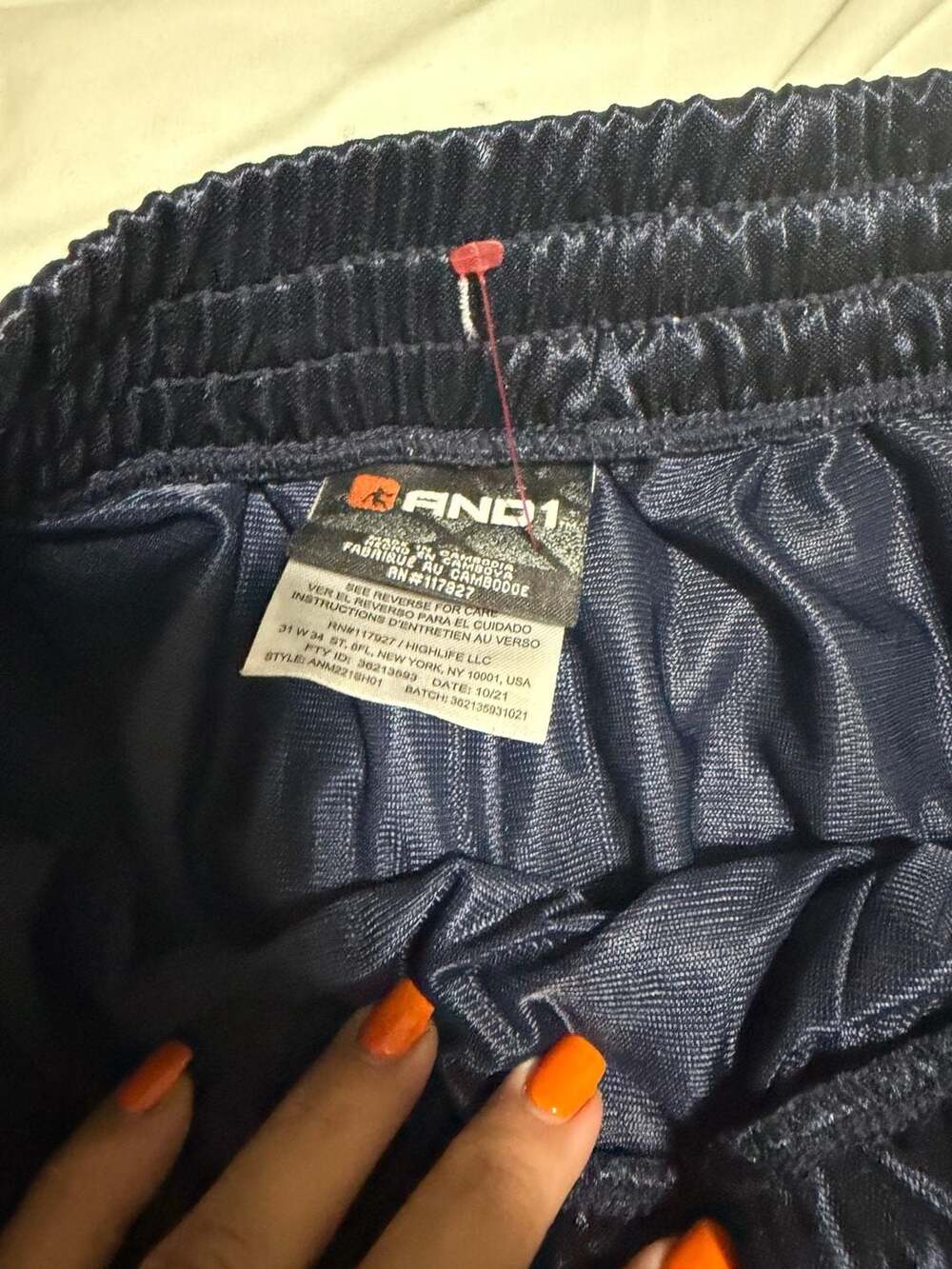 AND1 Men's All Court Mesh Basketball Shorts Black and Navy - Picture 3 of 5